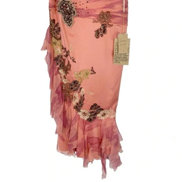 Mandalay Evening Cocktail Silk Midi Dress Size 4 NWT - Picture 4 of 8